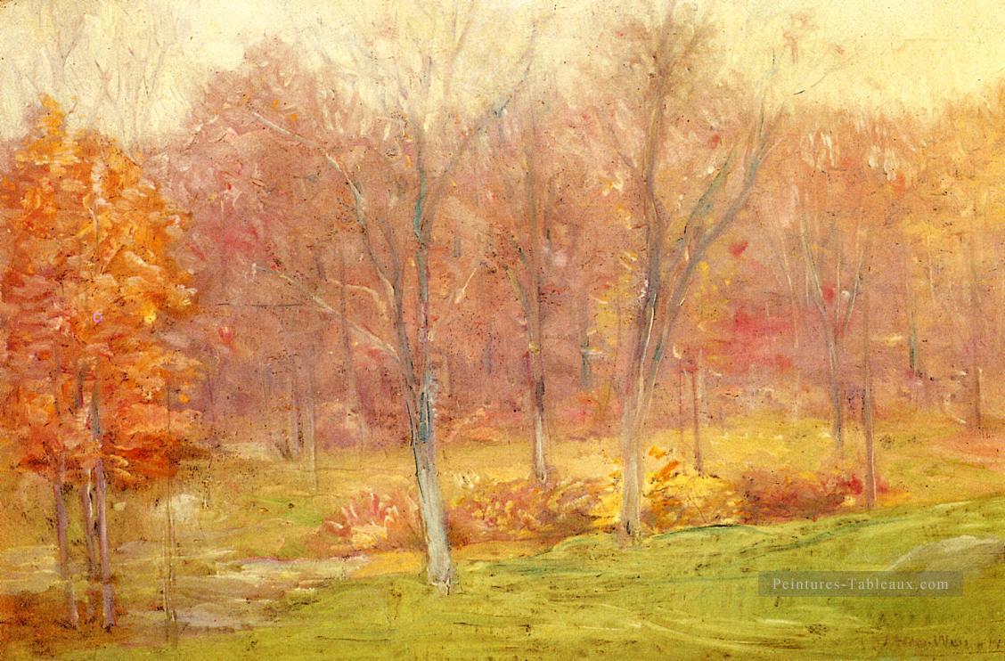 Automne Pluie Impressionniste paysage Julian Alden Weir Forêt Peintures à l'huile